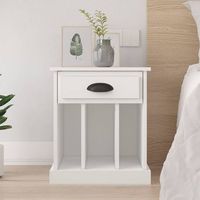 mesita de noche - mueble de dormitorio - madera contrachapada - blanco 43x36x50cm