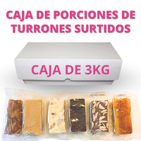 porciones surtidas de turron artesano caja de 3kg miniturrones