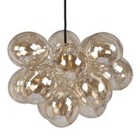 lampara de techo con 15 globos de vidrio borosilicato ambar