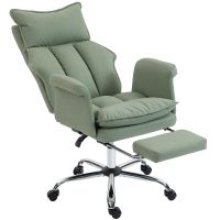 silla de escritorio welltin reclinable 150 con reposapies y cuero pu verde