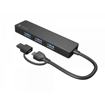 Hub NATEC 4 puertos 5Gbps Mayfly USB 3.2 Gen 1 Type-A y Type-C Negro 0,15m