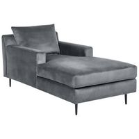 chaise longue de terciopelo gris negro respaldo reposabrazos cojin gueret