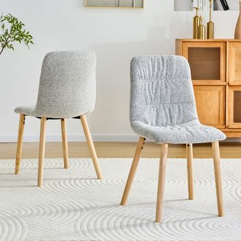 Sillas De Comedor - Mueble Para Comedor - Madera Maciza Y Tejido - Gris Claro (44x48x88cm)