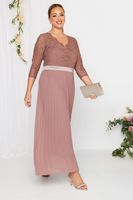 yours london vestido dama de honor rosa empolvado encaje y falda plisada mujer curvy y tallas grandes yours london