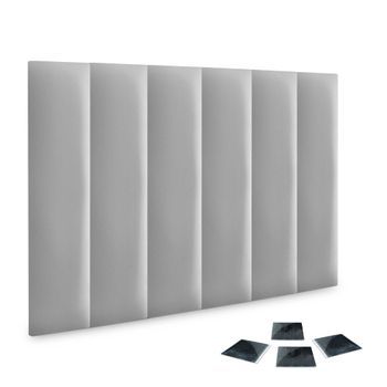 Dhome Juego De 6 Paneles Tapizados De Polipiel Premium Pack Autoadhesivos Para Pared Acústicos Absorbentes Protección (gris Claro, 60x30cm, X6)