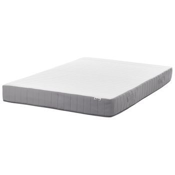 Colchón De Muelles Ensacados Con Asas Relleno De Espuma Viscoelástica Refrescante Duro Firmeza Alta Funda Extraíble 7 Zonas Acolchado 140 X 200 Cm Breez