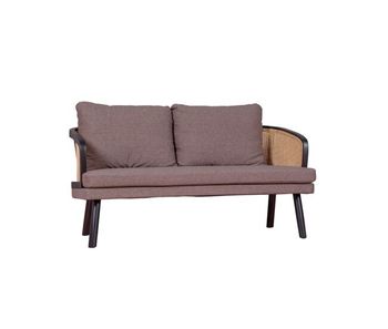 Sofá retro vintage en ratán natural y cojín de algodón - leeds