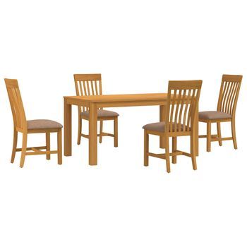 Conjunto De Comedor 5 Uds. Gris Madera De Roble Sólido Vidaxl