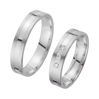 Alianzas oro blanco con diamantes ancho 4,5 mm