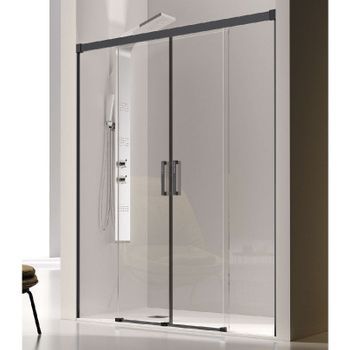 Frontal De Ducha 2 Fijos + 2 Puertas Correderas Glasé Perfil Negro 170 Cm