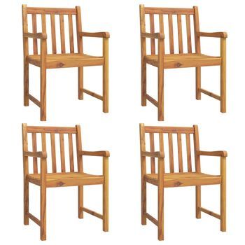 Pack 4 Uds Sillas De Jardín | Silla De Exterior | Sillón Madera Maciza De Acacia 56x55,5x90 Cm