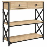 mesa consola madera de ingenieria roble sonoma 75x28x75 cm vidaxl