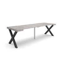 mesa consola extensible mesa comedor plegable 260 para 12 comensales patas madera maciza estilo moderno cemento