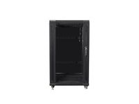gabinete rack independiente lanberg ff01-6622-12b 22u 800kg negro puertas cristalacero ventilacion profesional