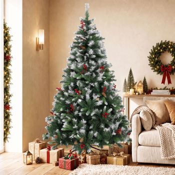 Árbol De Navidad Artificial De Pvc Acero Homcom 115x115x180 Cm-verde