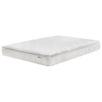 Colchón De Muelles Embolsados Tejido De Bambú Blanco 180 X 200 Cm 5 Zonas Medio Firme Funda Extraíble Luxus