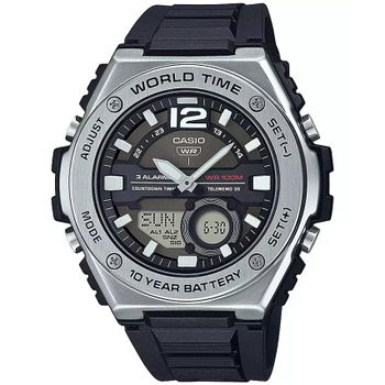 Reloj Casio Sport MWQ-100-1AV 50.6mm 100m WR correa de resina Hora Mundial 10 años batería