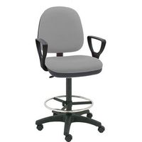 taburete giratorio milano negro con reposabrazos - tapizado gris