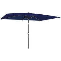 outsunny sombrilla de aluminio 198x294x255 parasol rectangular de jardin inclinable con manivela y poste desmontable azul marino