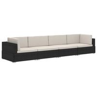 set de sofas de jardin 4 piezas y cojines ratan sintetico negro vidaxl