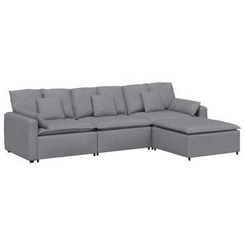 Sofá Modular Con Reposapiés Y Cojines, Color Gris Claro Vidaxl