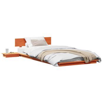 Cama Individual | Cama Para Adulto | Estructura De Cama Marrón 90 X 200 Cm Madera