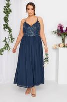 luxe vestido de tirantes azul con lentejuelas mujer curvy y tallas grandes luxe ultimate embellishment
