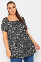 limited collection top negro de flores con escote cuadrado mujer curvy y tallas grandes yours