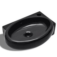 lavabo redondo de ceramica con orificio de grifodesague negro vidaxl