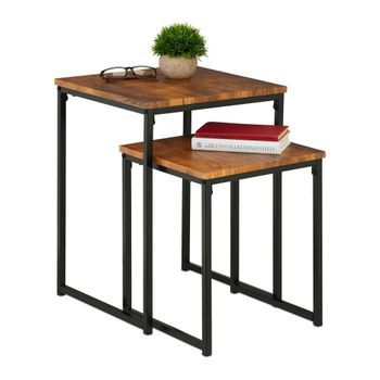 Juego De Mesa Auxiliar De 2 - Brown/black - 7.5x58x44cm