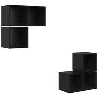 conjunto de mueble de tv 4 uds roble negro vidaxl