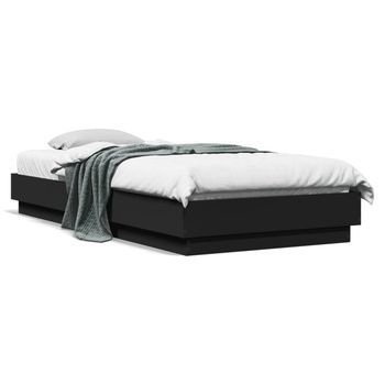 Estructura De Cama Madera De Ingeniería Negra 100x200 Cm Vidaxl