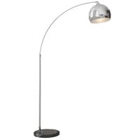 homcom lampara de pie en forma arco moderna portalampara e27 40 w con interruptor de pie 110-115x30x170-180 cm plata y negro   aosom espana