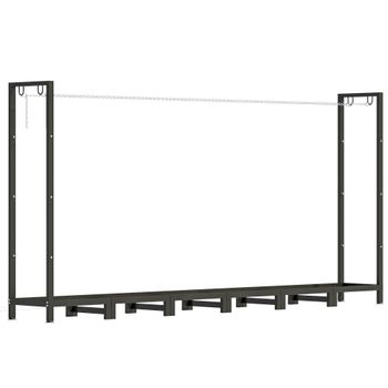 Outsunny Leñera de 0.8m³ Ajustable con Tela Impermeable y Cadenas de Acero, 235x31x116 cm, Negro   Aosom España