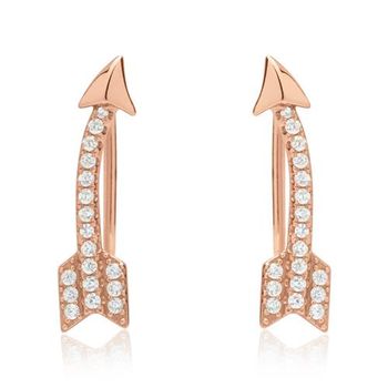 Pendientes extravagantes flecha rosado de plata 925