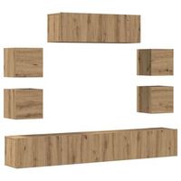 mueble para tv  muebles de salon de pared madera contrachapada artesanal 7 uds cfw32408