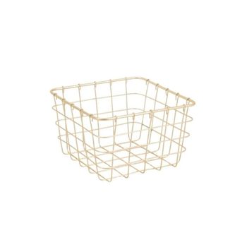 Cesta de metal dorado cuadriculado 15x15cm