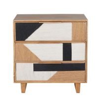 comoda alta de madera de mango con 3 cajones 85 cm