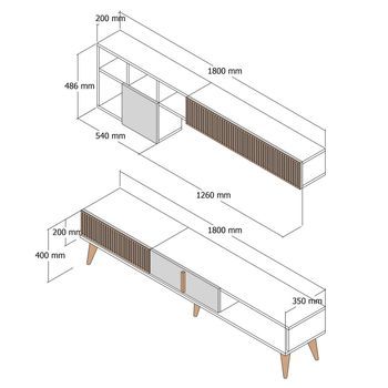Mueble Tv Con Estante Milan Tv Crema Nogal