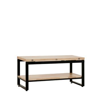 Mesa De Centro Elevable Y Extensible Madera De Roble Klast Home Industrial 100 X 49 Cm - Natural