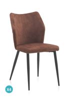 pack de 4 sillas tapizadas color marron patas metalicas negras