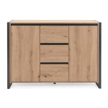Aparador 2 puertas 3 cajones l120 cm - roble y gris