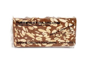 Turrón de Chocolate con leche con almendras, tableta de 300 grs.