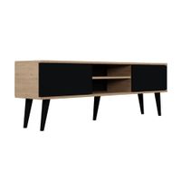 mueble tv 160 cm paneles negro y madera