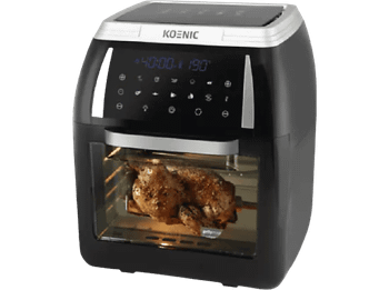Freidora de aire - KOENIC KAF 121821, 1800 W, 12 l, Hasta 200 ºC, Pantalla LED, Función asador, Negro