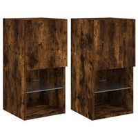 muebles para tv con luces led 2 uds roble ahumado 305x30x60 cm vidaxl