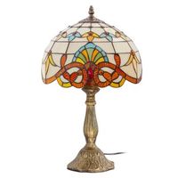 lampara de mesa - lampara de salon tiffany - vintage multicolores
