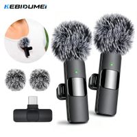 microfono lavalier inalambrico kebidumei 24g portatil para grabacion de audio y video compatible con iphone y android transmision en vivo juegos