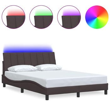 Estructura De Cama Sin Colchón Hanko Tela Marrón Oscuro 120x200 Cm Vidaxl