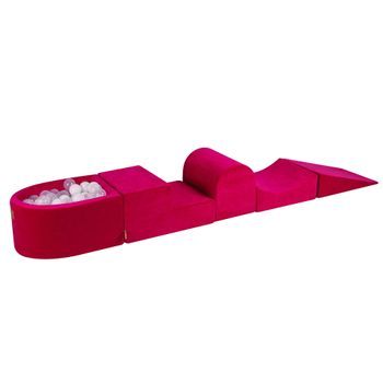Meowbaby Parque Infantil De Espuma Con Piscina De Bolas, Magenta : Blanco/transparente, 100 Pcs